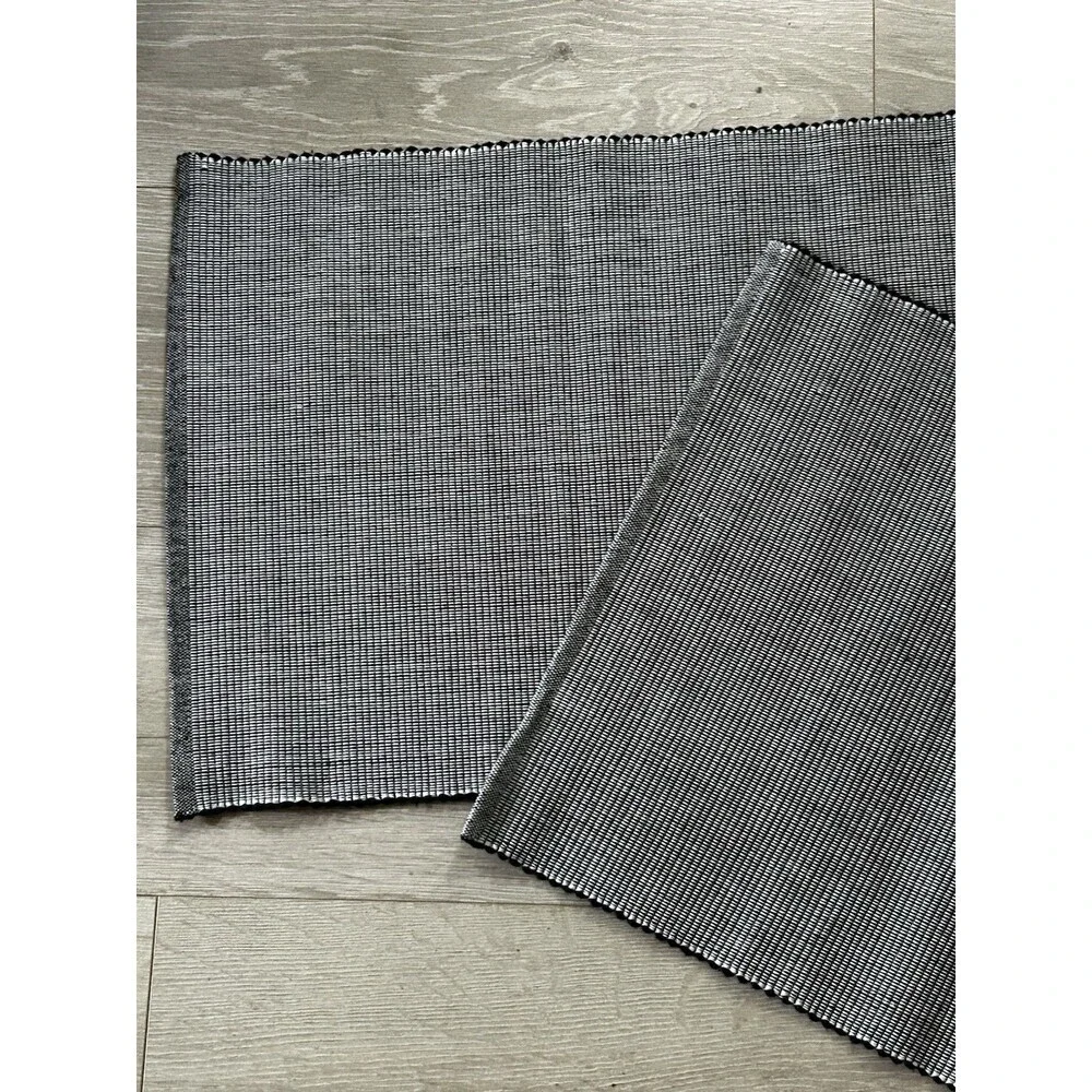 West Elm Woven Textured PlaceMats Set of 2 Black White 100% Cotton 14